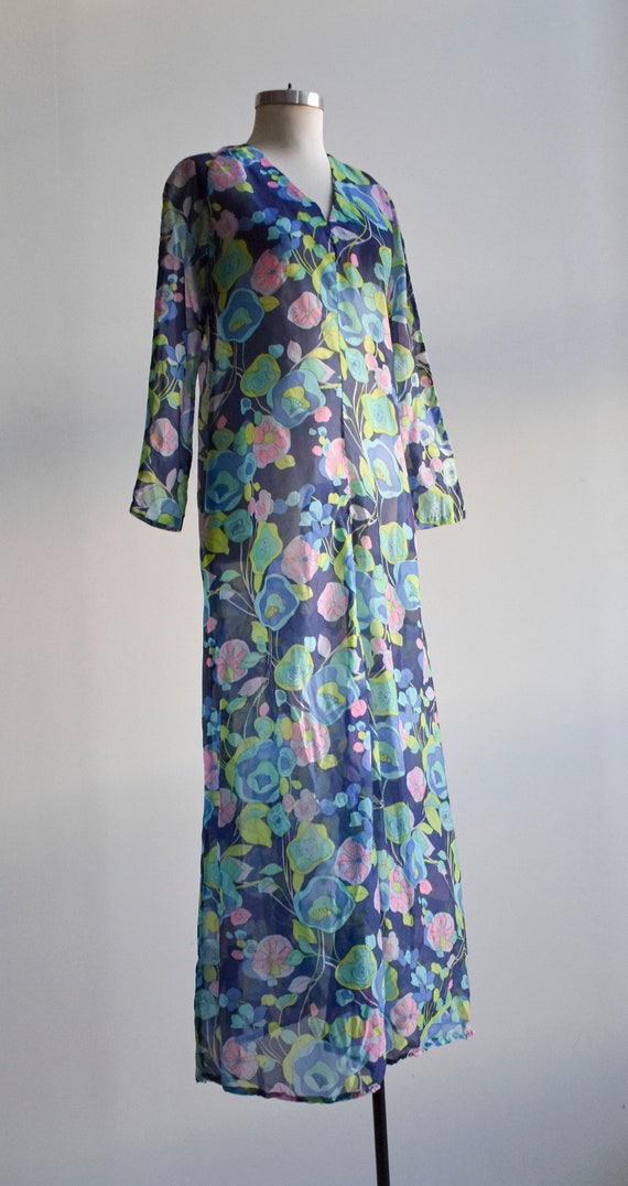 60s Handmade Psychedelic Print Maxi Dress - image 3