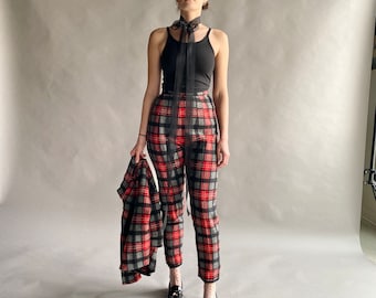 1950s Plaid Wool Cigarette Pants