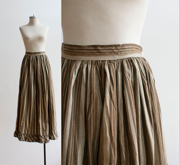 Antique Striped Skirt / Long Full Skirt / Victoria