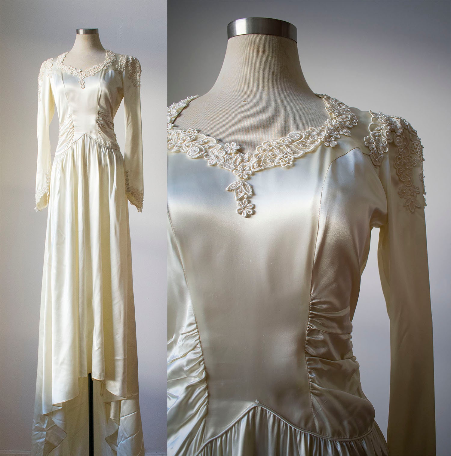 1940s Wedding Gown Antique Silk Wedding Gown True Vintage Etsy