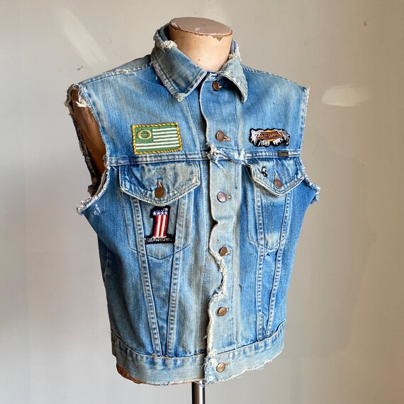 Vintage Wrangler Vest / Vintage Biker Vest / Vint… - image 4