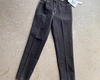 Vintage 1980s Deadstock Jordache Black Jeans / New Old Stock Vintage 80s Jeans / Black Jordache Tapered Leg Jeans XS 24 Waist