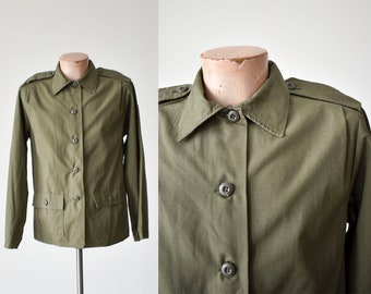 Vintage US Army Womens Uniform Shirt / Vintage OG 107 Field Jacket / Womens OG 107 Army Jacket / Womens Military Jacket / Field Jacket