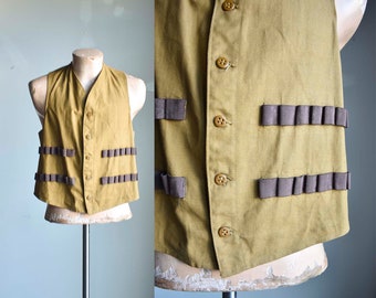 Vintage Canvas Hunting Vest / Vintage Hunting Vest / Brown Canvas Hunting Vest / 1950s Hunting Vest