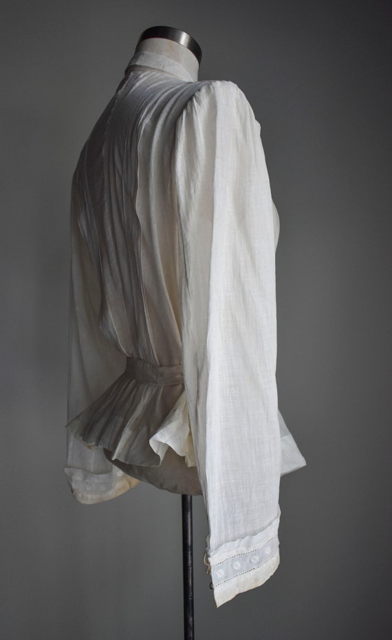 Antique Soft White Cotton Wrap Blouse - image 5