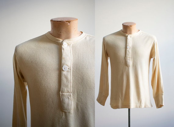 Vintage Military Henley Shirt / Vintage Longsleeve