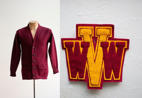 Vintage Letterman Sweater / Vintage Varsity Cardig