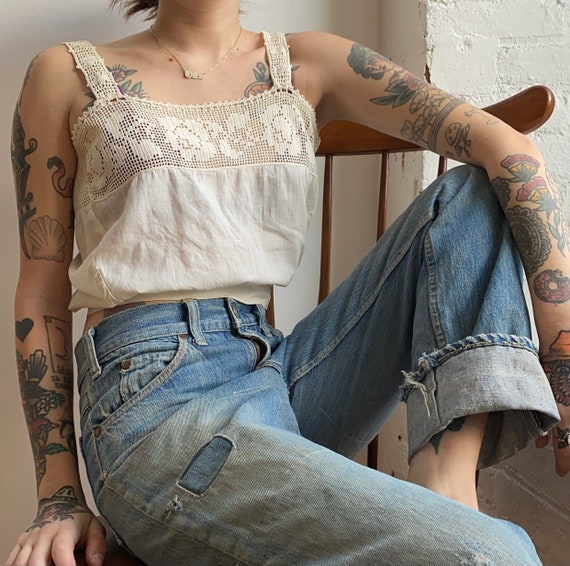 Antique White Cotton Edwardian Lace Top