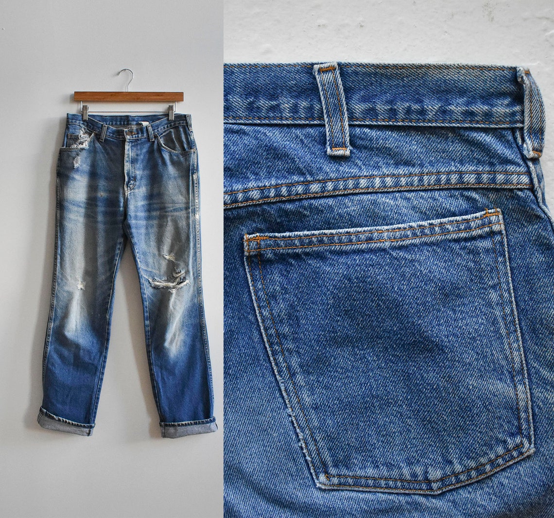 Vintage Thrashed Jeans / Vintage Broken In Jeans / Vintage | Etsy