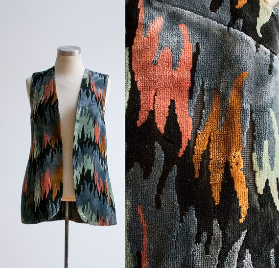 Vintage 1960s Velour Vest / 1960s Vest / Velvet Ve