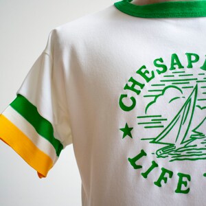 Vintage 1970s Athletic Shirt / Cheseapeake Bay Shirt / Chesapeake Life Insurance Shirt / Vintage Athletic Advertising Shirt / 70s Ringer Tee image 6