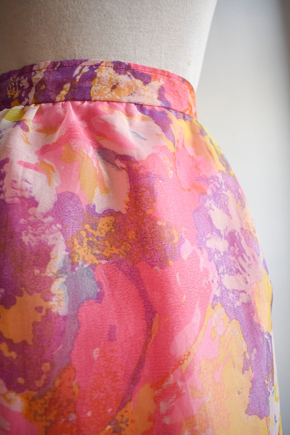 1950s Pink Floral Skirt - image 7