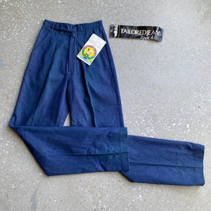 Vintage 1970s  High Waisted Trouser Cut Jeans / Vintage Deadstock 1970s Jeans / 70s Pleat Front Denim Trousers XS / 70s Rumble Seat Jeans