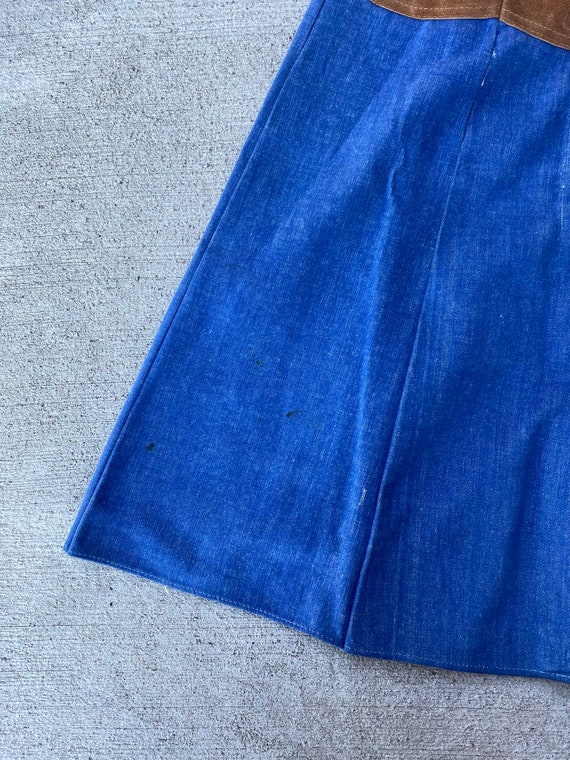 Vintage Suede & Denim A Line Skirt - image 10