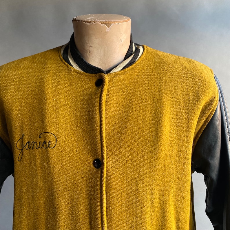 Vintage 1960s Varsity Jacket / Wool & Leather Varsity Jacket / Vintage Campus Letterman Jacket / Monmouth Boosters Varsity Jacket AS IS image 2