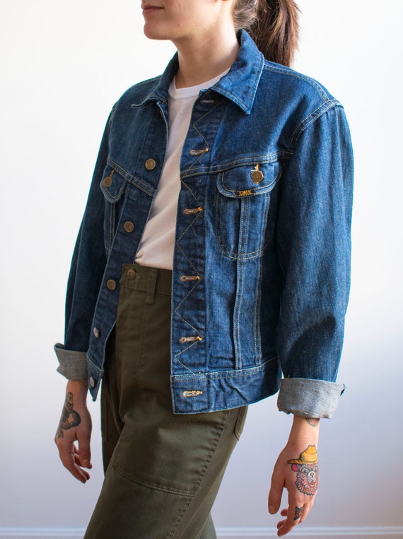 Vintage Lee Jean Jacket / Vintage Dark Denim Jean… - image 4