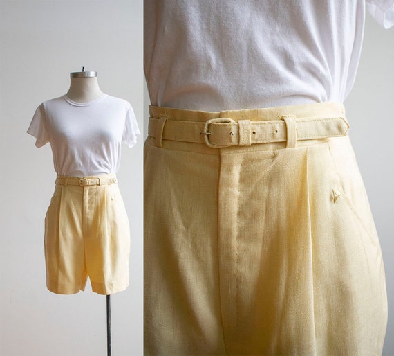 Vintage 1950s Linen Shorts / 50s Evan Picone / Vin