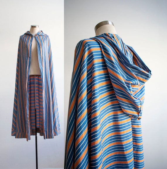 Vintage 1940s Cape / Long Striped Cape / Vintage C