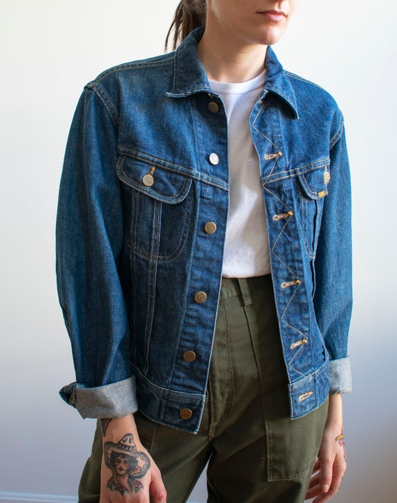 Vintage Lee Jean Jacket / Vintage Dark Denim Jean… - image 5