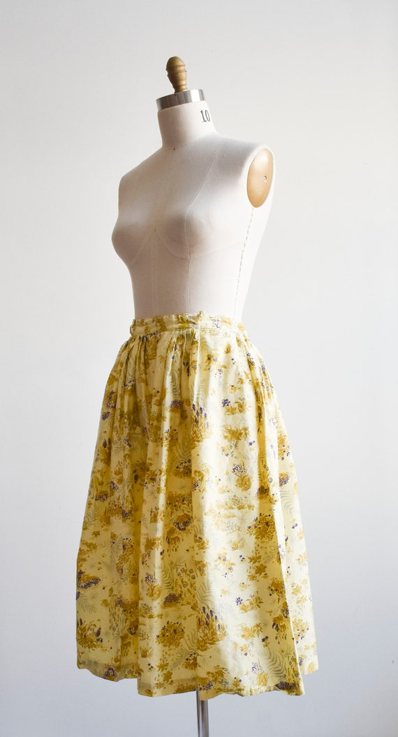 1950s Yellow Floral Cotton Skirt - image 7