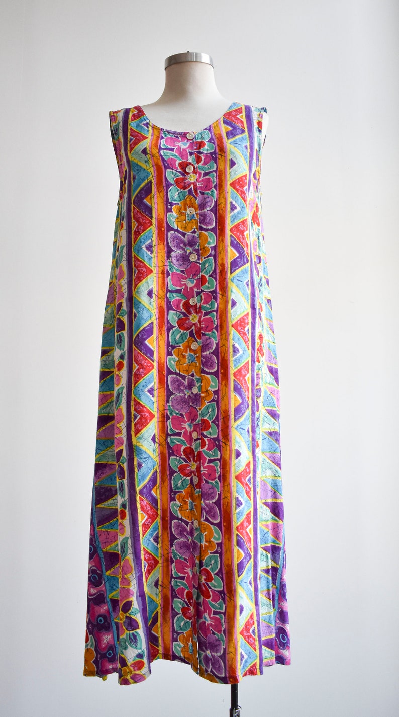 1990s Floral & Abstract Long Summer Dress image 2