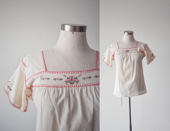 Vintage Cotton Embroidered Blouse - image 1