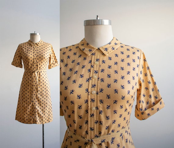 Vintage 1960s Shirt Dress / Vintage Griffin Print