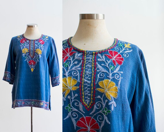 Vintage 1960s Gauzy Hippie Shirt / Vintage Boho To