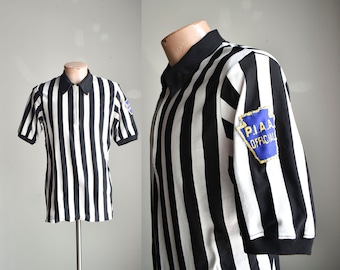 Vintage Referee Jersey / Vintage Black and White Vertical Striped Jersey / Vintage Athletic Referee Jersey Medium