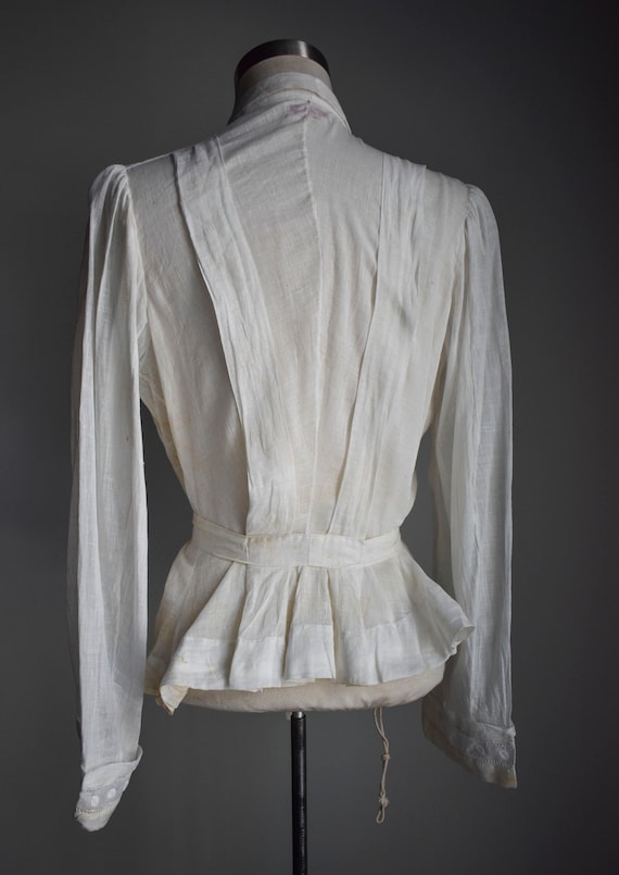 Antique Soft White Cotton Wrap Blouse - image 6
