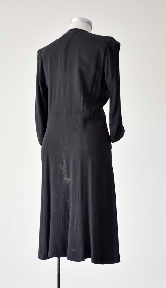 1940s Black Cocktail Dress / Black Beaded Cocktai… - image 7