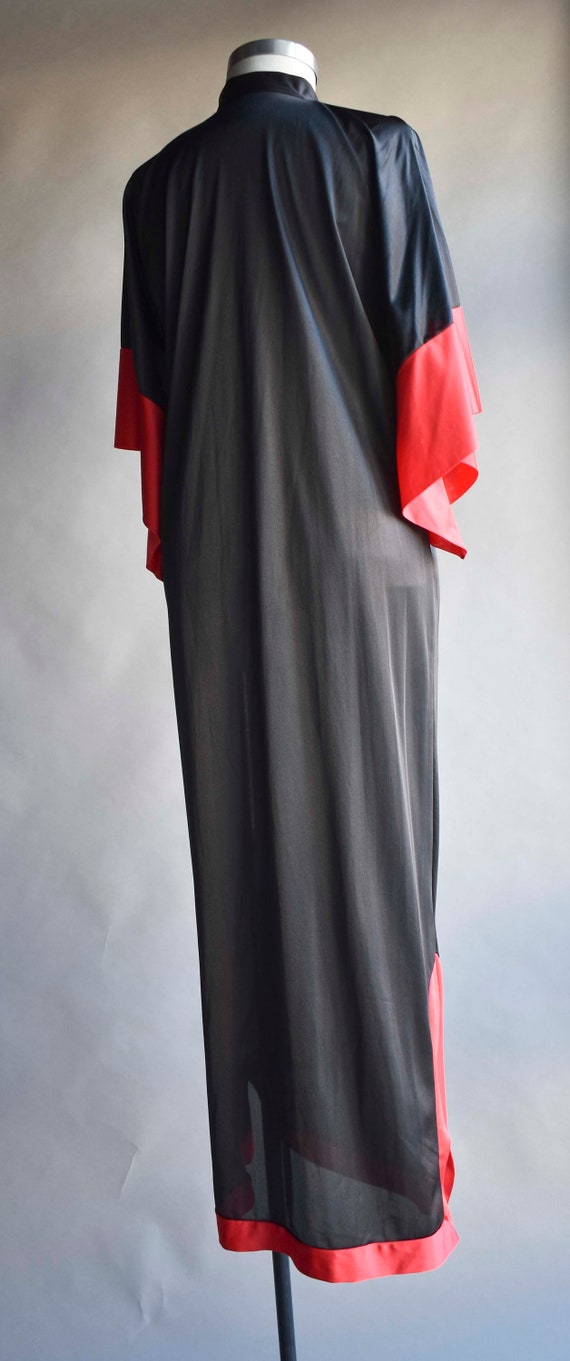 Vintage 70s Black and Red Nightgown / 70s Long Ni… - image 8
