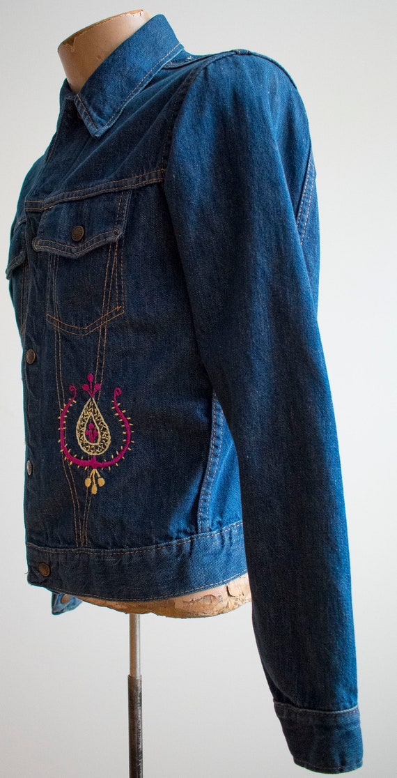 Vintage Denim Jacket / Vintage Embroidered Denim … - image 6