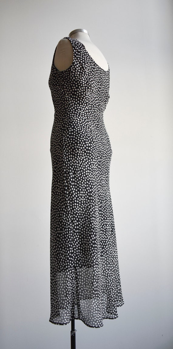 90s Black and White Polka Dot Maxi Dress - image 7