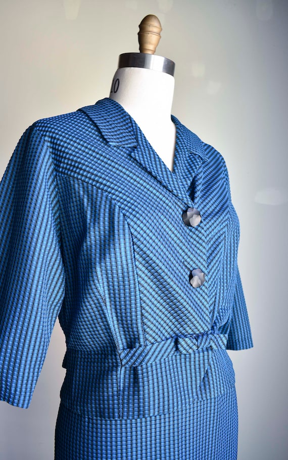 1950s Blue & Black 2pc Outfit / 1950s Jacket and … - image 4