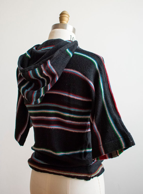 Black 70s Hooded Sweatshirt / Vintage Knit Hooded… - image 10
