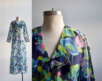 60s Handmade Psychedelic Print Maxi Dress