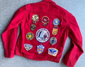 Vintage Boy Scouts of America Jacket / Red Youth BSA Jacket / BSA jacket with patches