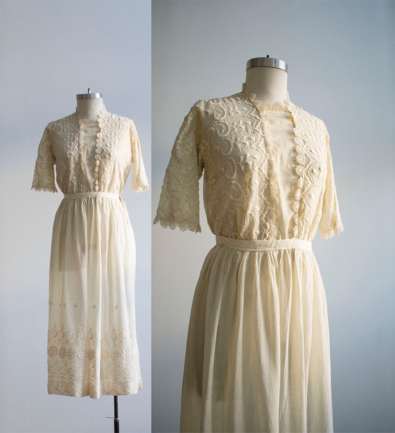 Antique 2pc Outfit / Edwardian Lawn Outfit / Embro