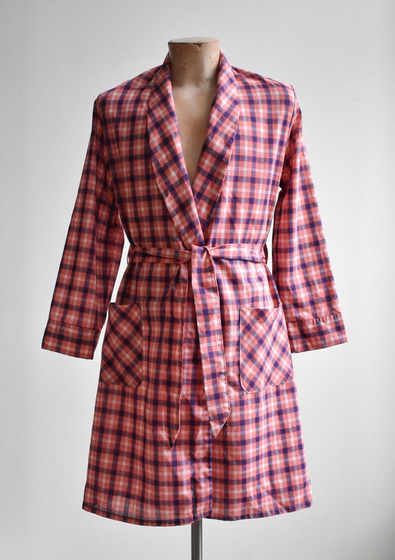 Vintage Plaid Lightweight Cotton Robe - image 2