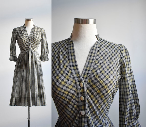 Vintage 1950s Plaid Shirt Dress