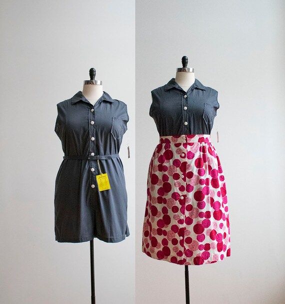 RARE Vintage 1950s Romper / Gray 1950s Romper with