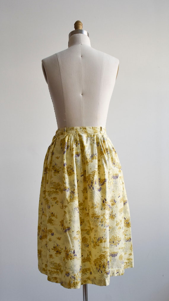1950s Yellow Floral Cotton Skirt - image 8