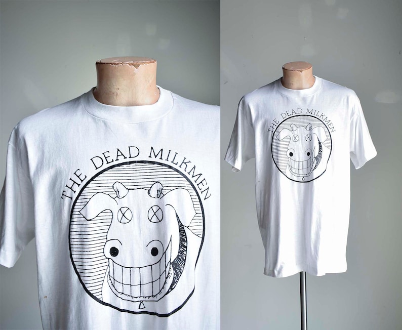 Vintage 1980s Dead Milkmen Tshirt / Vintage 1984 Dead Milkmen Band Tee / Vintage Dead Milkmen Cow Tee / Screen Stars Dead Milkmen Tee image 1