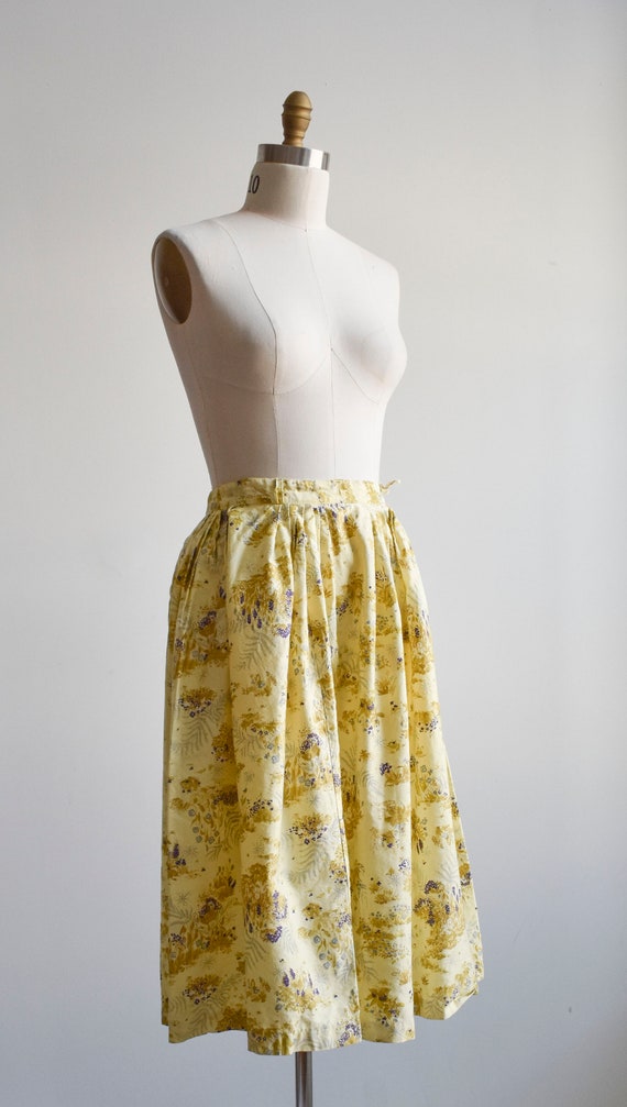 1950s Yellow Floral Cotton Skirt - image 6