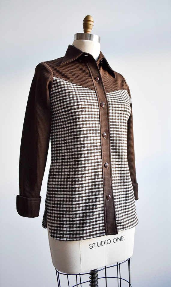 1970s Western Houndstooth Western Blouse - image 3