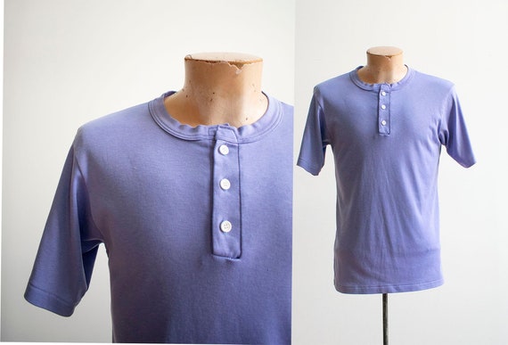 Vintage 1970s Henley / Short Sleeve Henley / Vinta