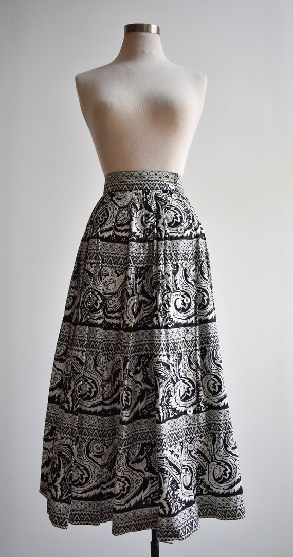 Vintage Black and White Cotton Skirt - image 2