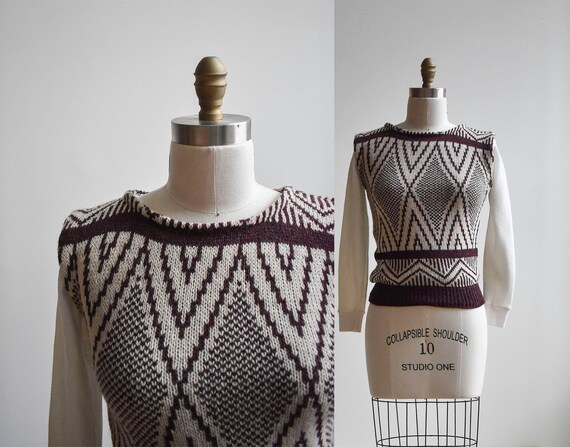 Vintage Maroon Knit Sweater Vest