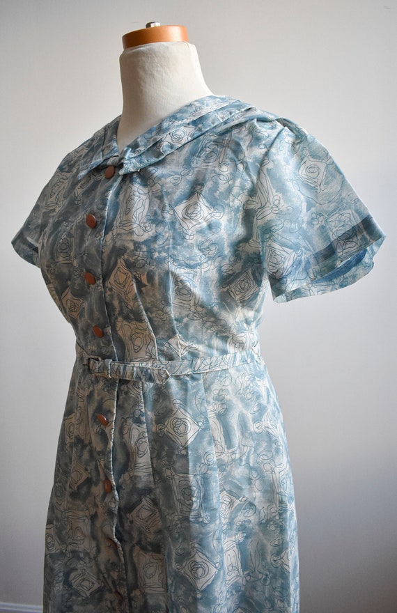 Vintage 1950s Cocktail Dress / Vintage Cotton Shi… - image 5